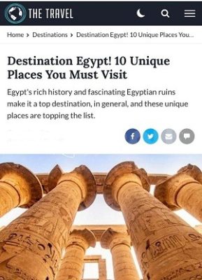 موقع The Travel يبزر 10 أماكن فريدة في مصر يحب زيارتها